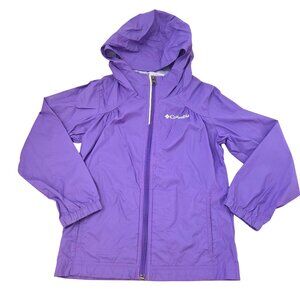 Columbia Girls XS Purple Hooded Rain Jacket Waterproof 3979